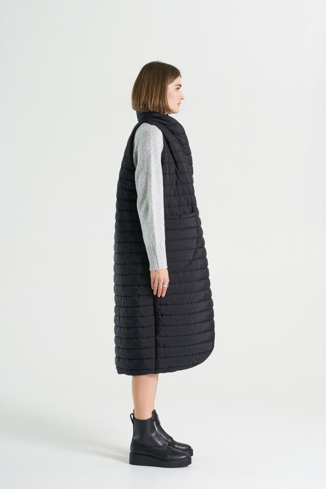 BiBi 2240 Tasarım Siyah Uzun Mont Yelek