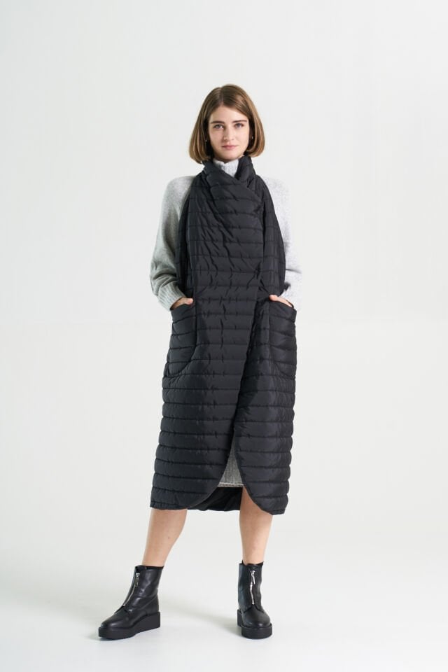 BiBi 2240 Tasarım Siyah Uzun Mont Yelek