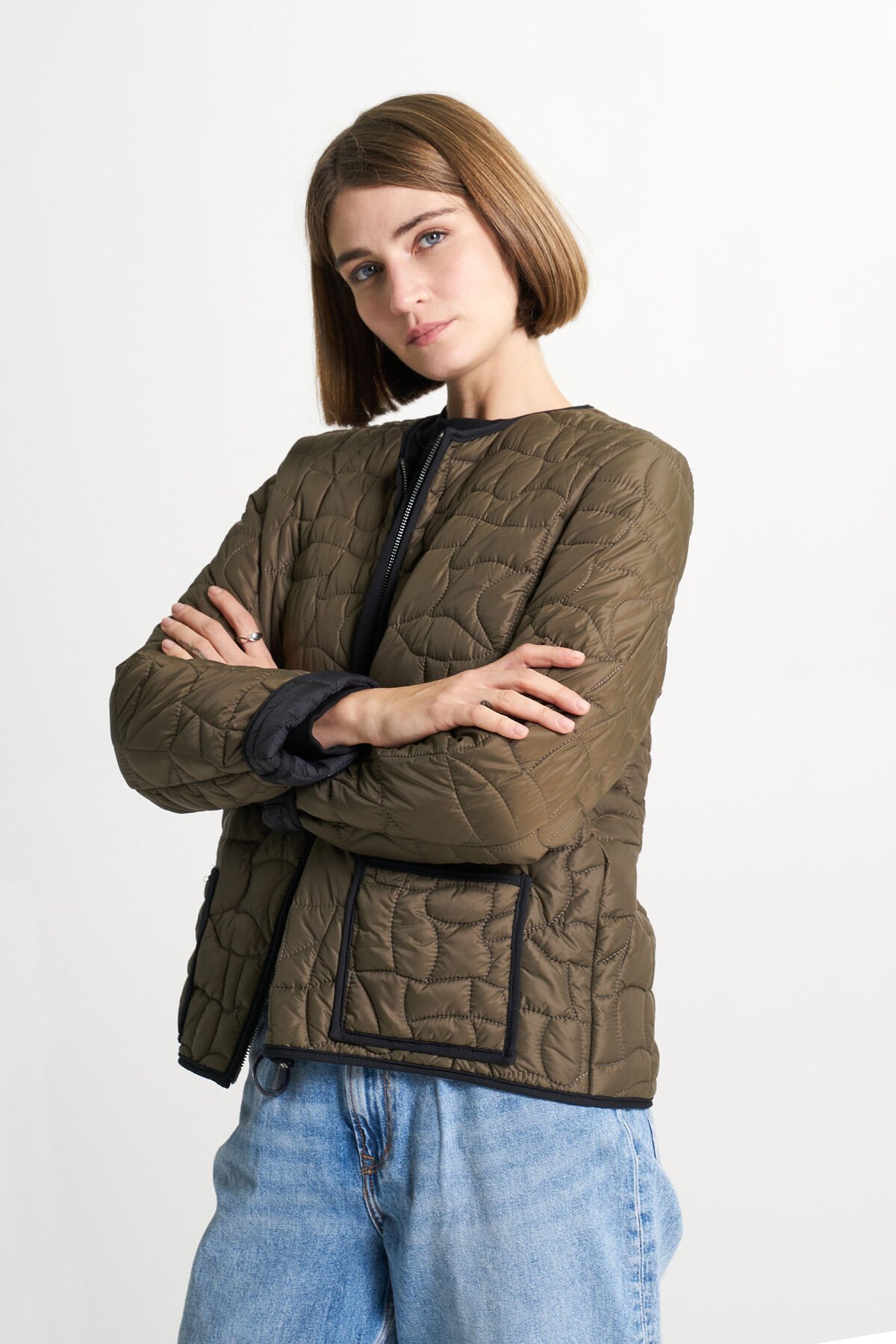 BiBi 2056f Haki Renk Kısa Kadın Ceket