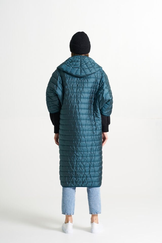 BiBi 2066 Kapüşonlu, Turkuaz Yarım Kollu Mont yelek