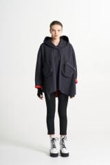 BiBi 2258 Cep Detaylı Siyah Kadın Panço