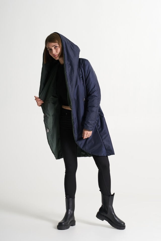 BiBi 2010 İçi Yeşil Lacivet Şal Yaka Kadın Mont