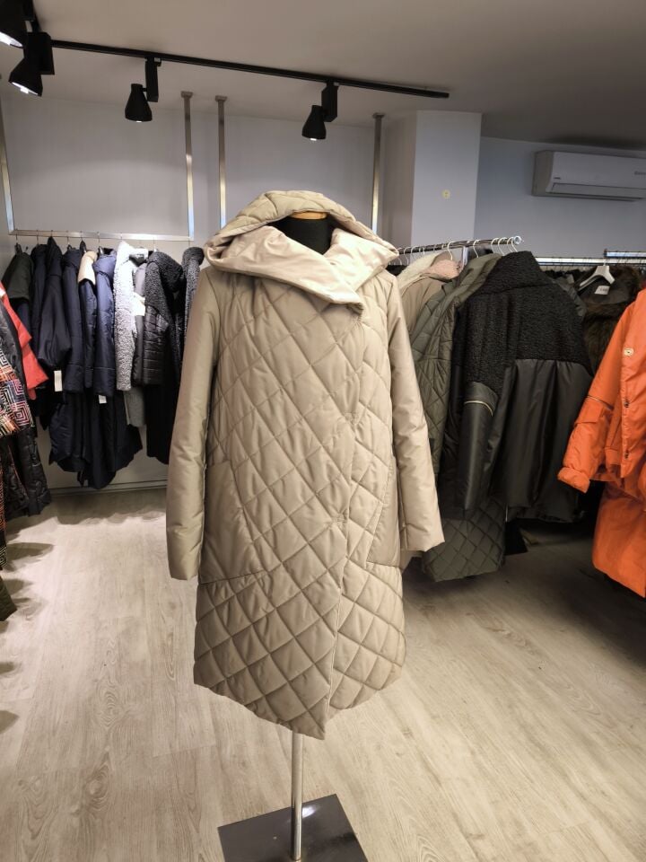 BiBi 2150 Baklava Kapitoneli Bej Kadın Kaban