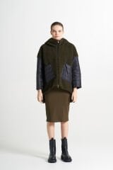 BIBI 2134k Koyu Yeşil Teddy Kumaşlı Çift Taraflı  Kısa Mont