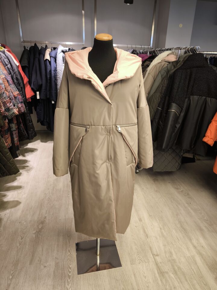 BiBi 2532 Cep Detaylı Bej Uzun Kadın Kaban