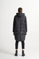 BİBİ 2140u Asimetri Detaylı Kadın Siyah Mont