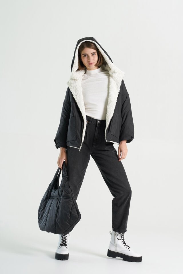 BiBi 2098kc Teddy Kumaşlı Çift Taraflı Kadın Mont