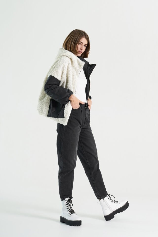 BiBi 2098kc Teddy Kumaşlı Çift Taraflı Kadın Mont