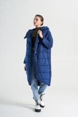 BiBi 2094 Saks Kapşonlu Uzun Mont