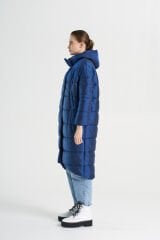 BiBi 2094 Saks Kapşonlu Uzun Mont