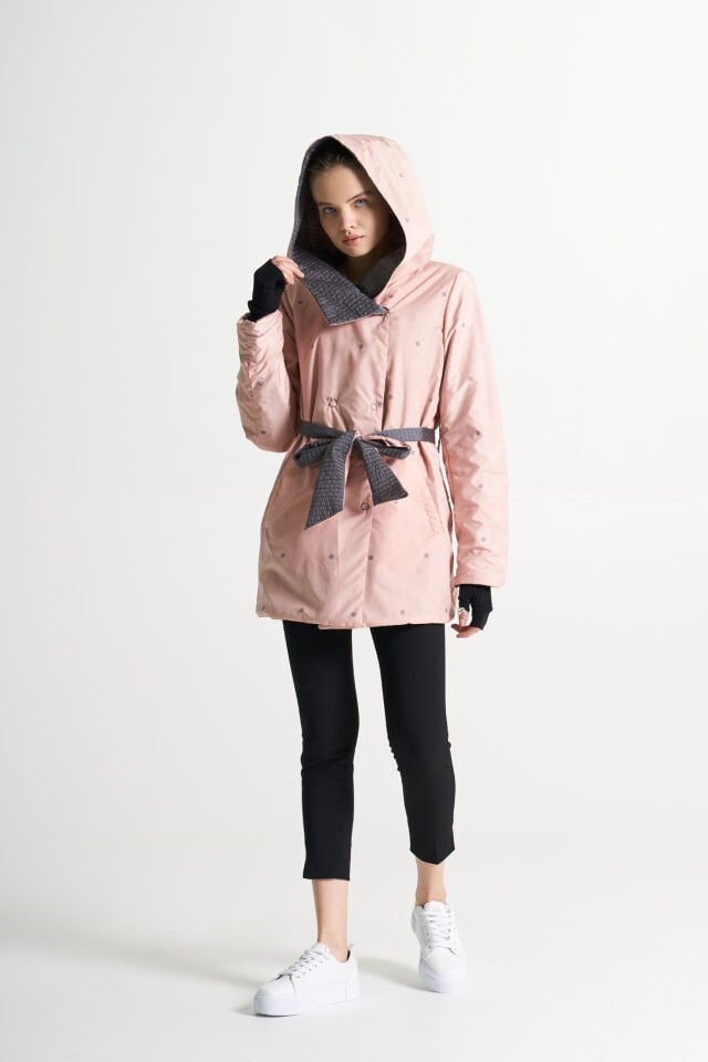 BiBi 2004 Çift Taraflı Pudra- Gri Kadın Mevsimlik Ceket