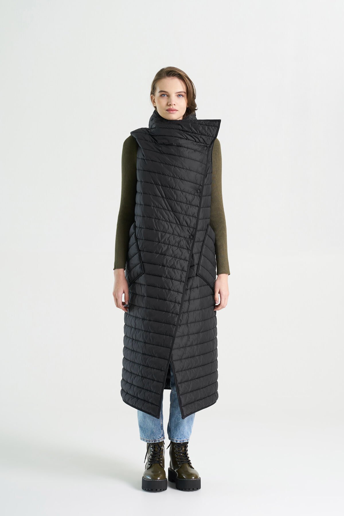 BiBi 2030 Dik Yakalı Uzun Mont Yelek