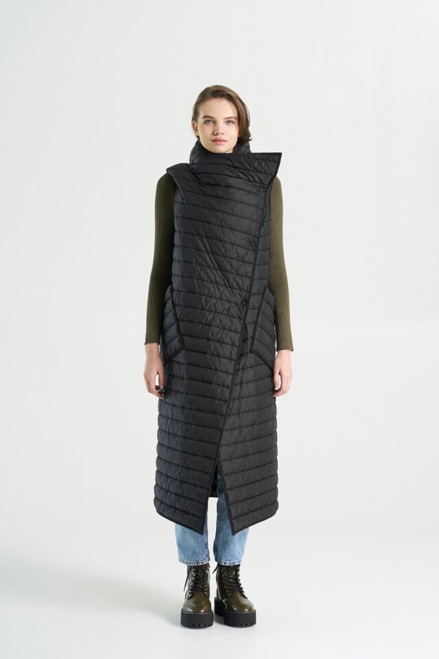 BiBi 2030 Dik Yakalı Uzun Mont Yelek