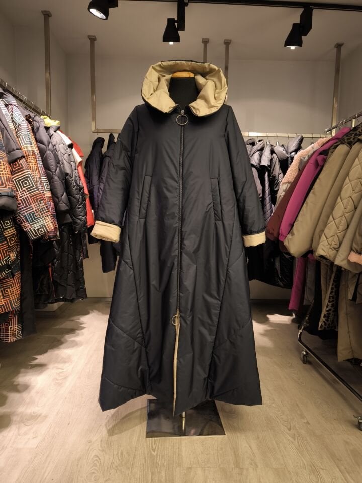 BiBi 2138 İçi Bej Lacivert Uzun Mont