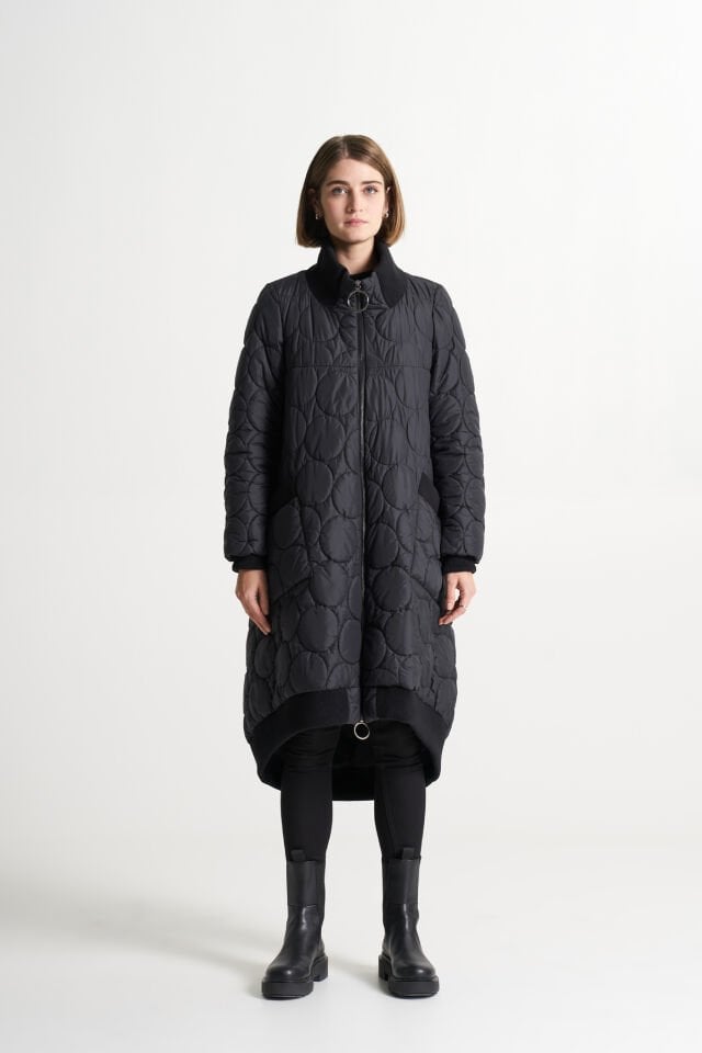 BiBi 2230 Yuvalak Kapitoneli Kadın Siyah Mont