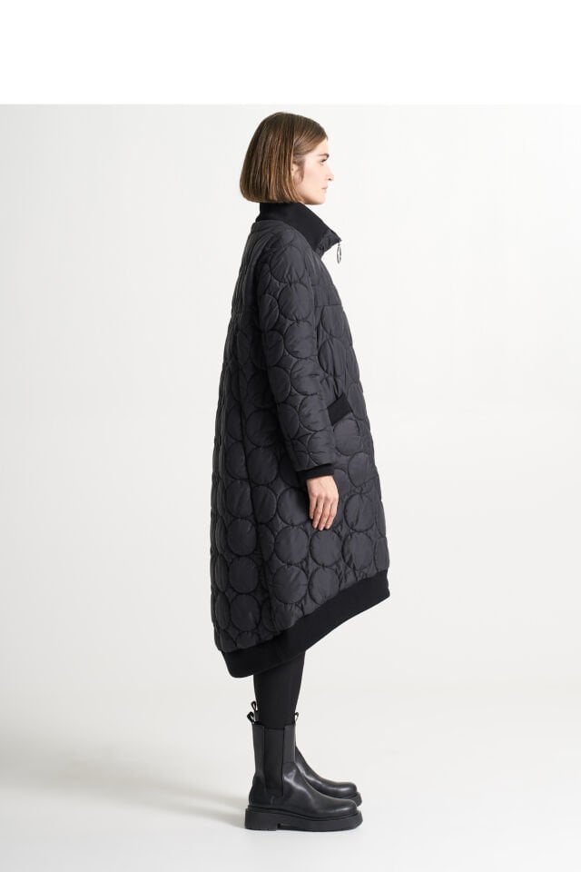 BiBi 2230 Yuvalak Kapitoneli Kadın Siyah Mont