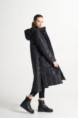 BiBi 2232 Yuvarlak Kapitoneli Siyah Uzun Mont