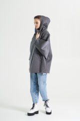 BiBi 2006 Yarasa Kol Gri Kadın Mevsimlik Ceket