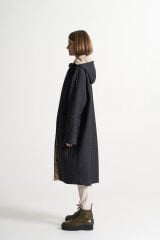 BiBi 2238 Bej-Siyah Kadın Uzun Mevsimlik Ceket