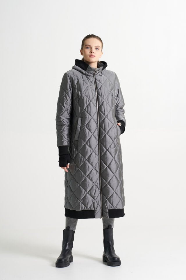 BiBi 2194 Kapitoneli Gri Uzun Mont