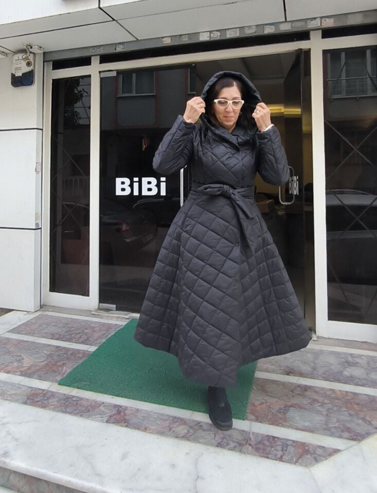 BiBi 2224 Kloş Etekli Uzun Mont Siyah