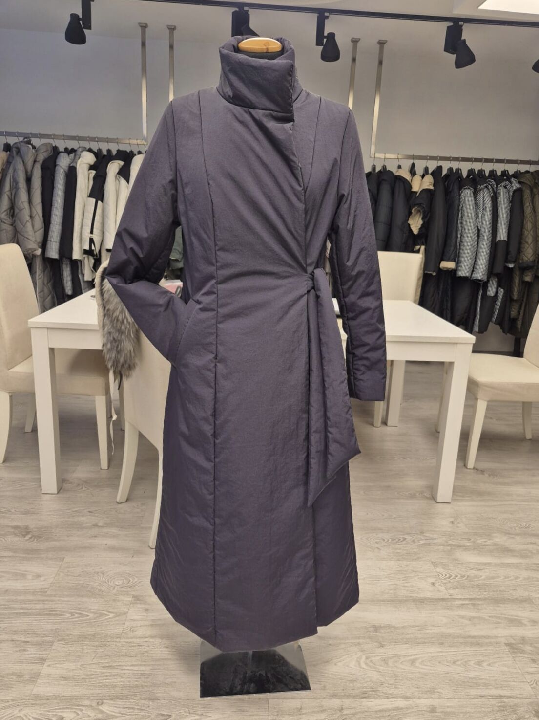 BiBi 2650 Yandan Bağlamalı Lacivert Uzun Mont