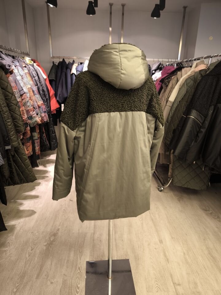 BiBi 2568 Teddy Kumaş Detaylı Orta Boy Mont