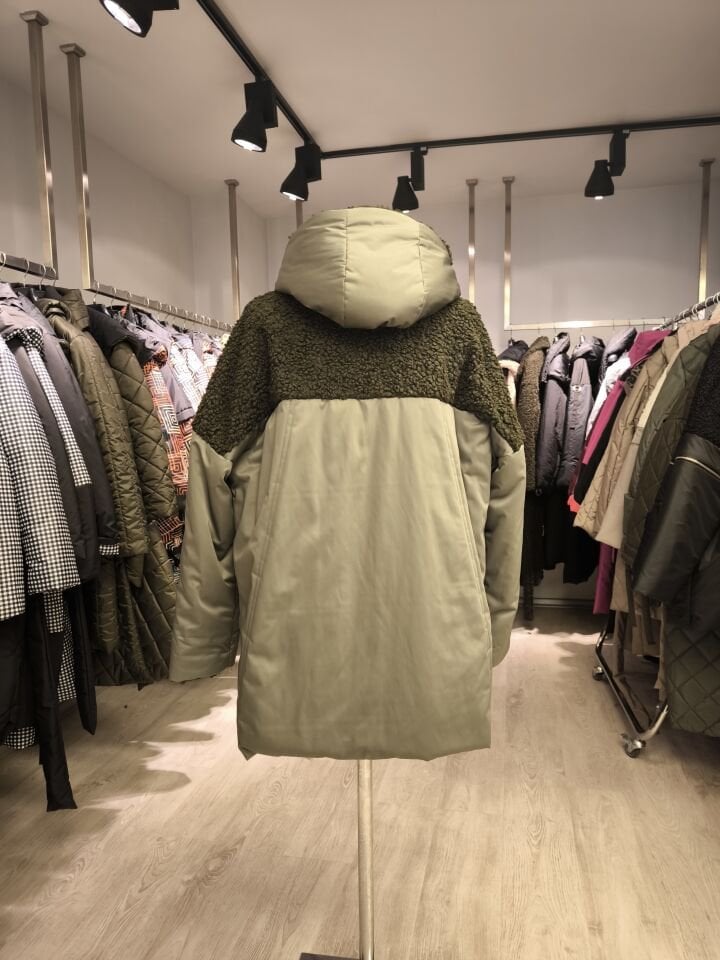 BiBi 2568 Teddy Kumaş Detaylı Orta Boy Mont