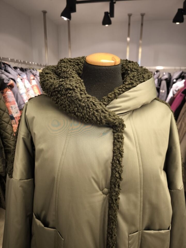 BiBi 2568 Teddy Kumaş Detaylı Orta Boy Mont