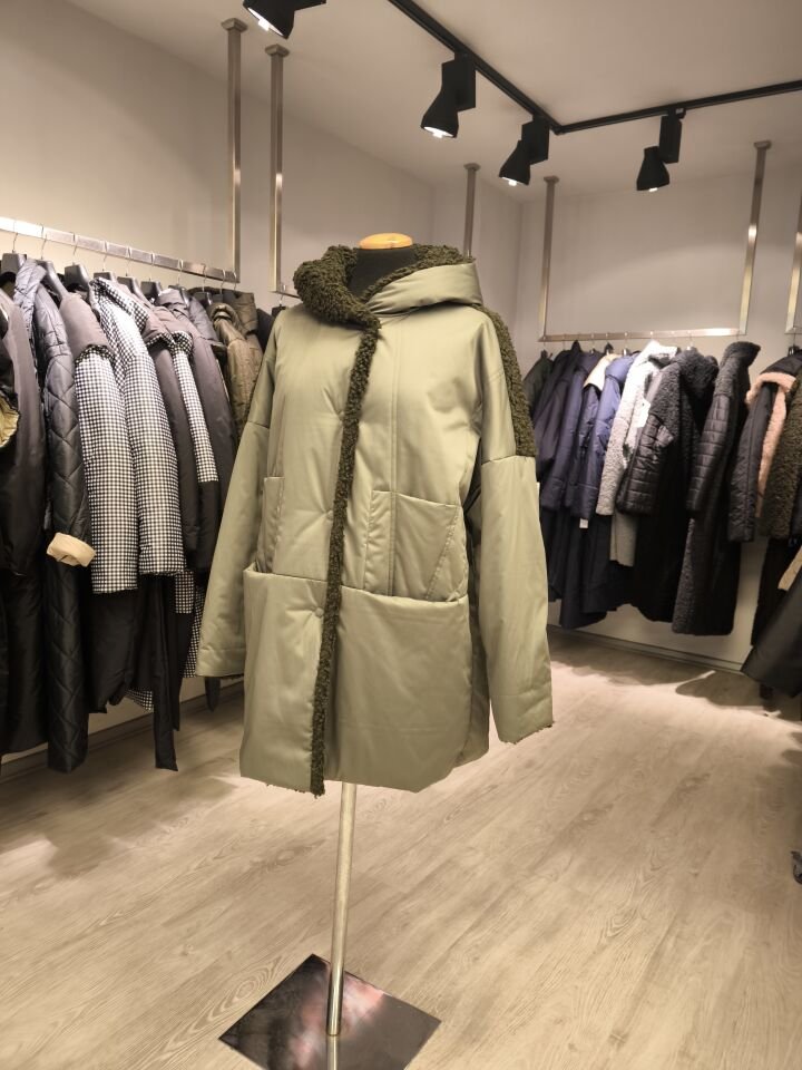 BiBi 2568 Teddy Kumaş Detaylı Orta Boy Mont