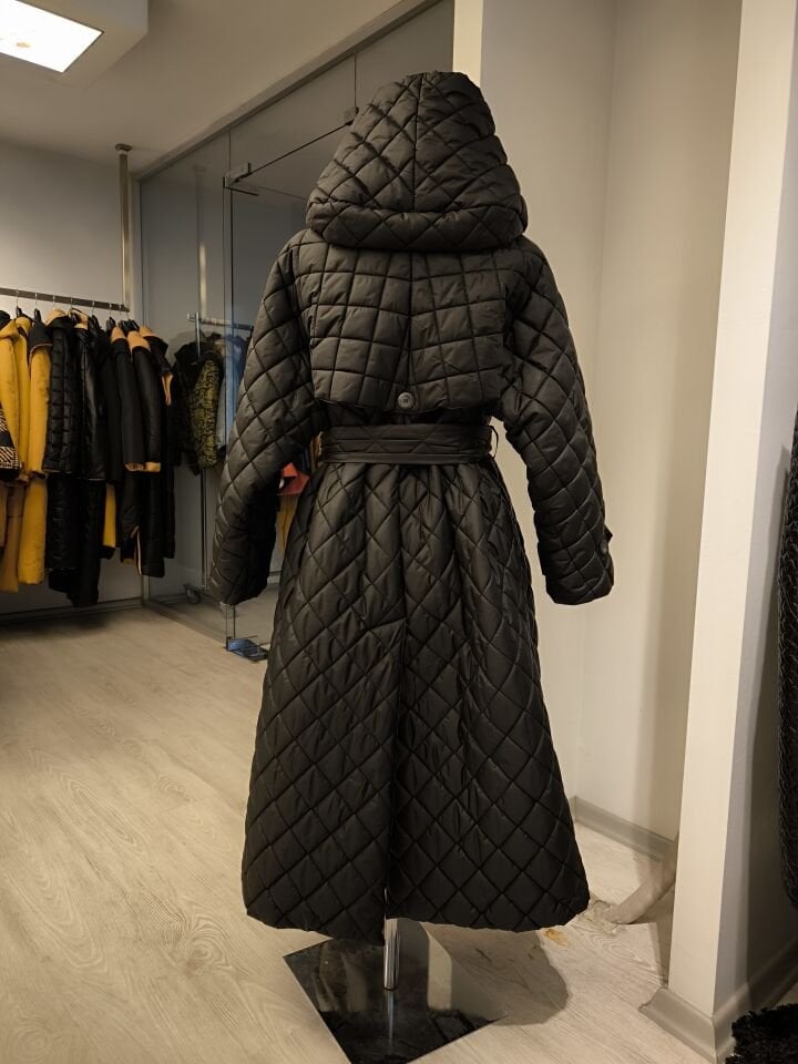 BiBi 2580K Kapitoneli Uzun Siyah Mont