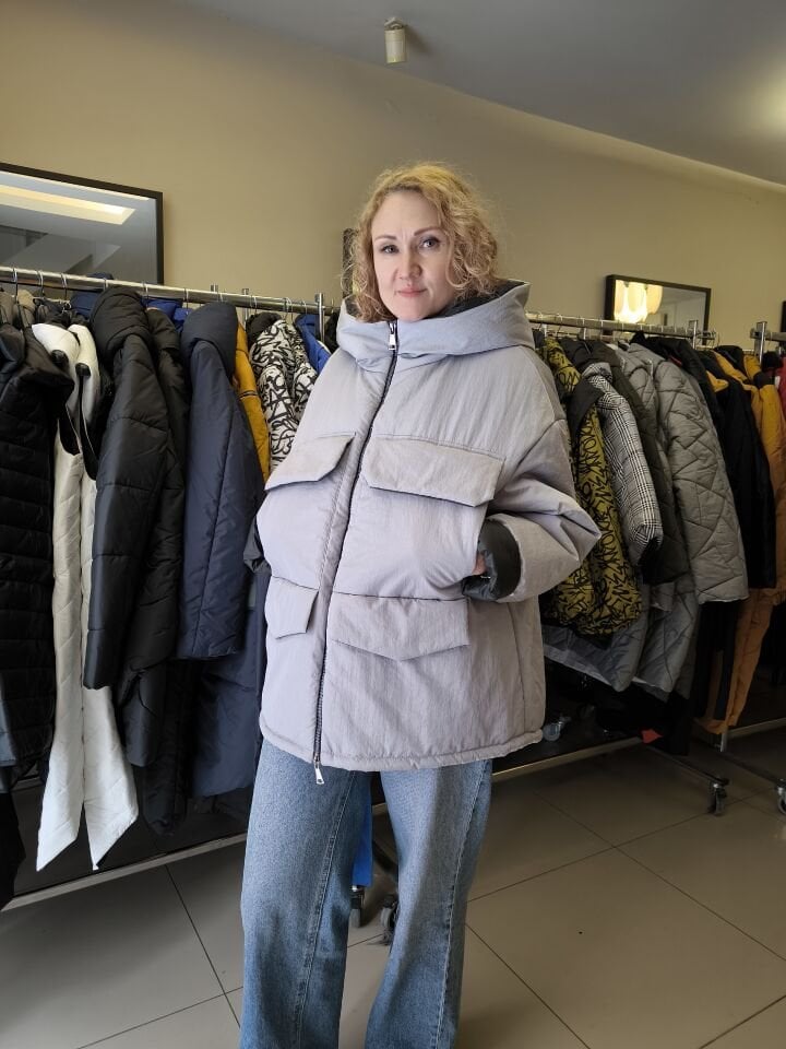 BiBi 2394 Gri Dört Cep Kadın Mont