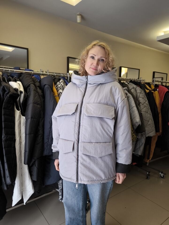 BiBi 2394 Gri Dört Cep Kadın Mont