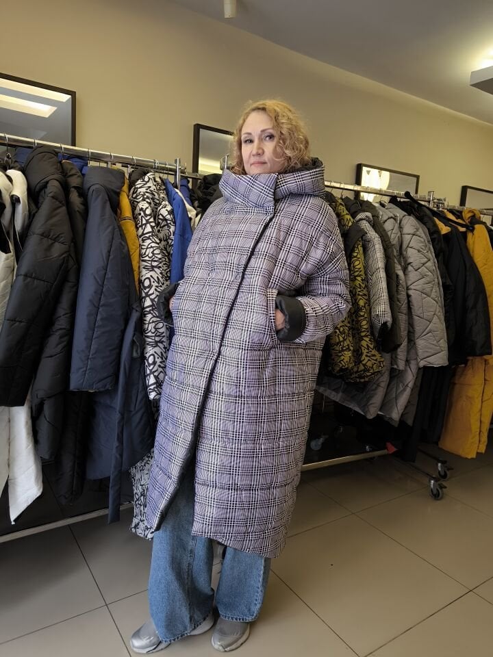 BiBi 2094/k Siyah Beyaz Kareli Uzun Mont