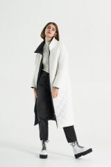 BiBi 2052u Siyah-Beyaz Çift Taraflı Kadın Uzun Mont