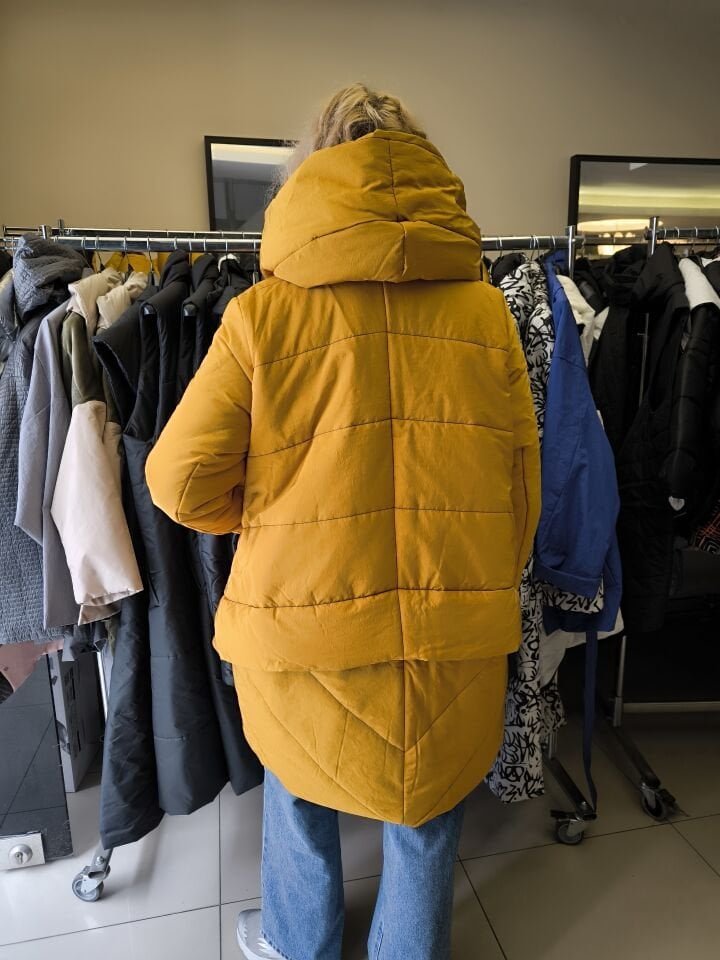 BiBi 2140 Sarı Kruvaze Kapanışlı Kadın Mont