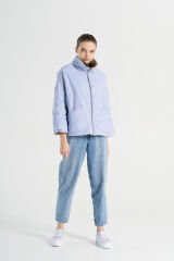 BiBi 2098 Çift Taraflı Lila-Bej Kısa Kadın Mont