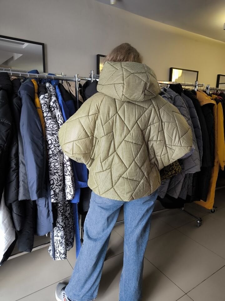 BiBi 2312 Yeşil Geometrik kapitone Kısa Mont