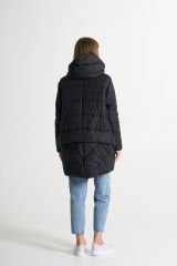 BiBi 2140 Asimetrik Kesim Detaylı Siyah Kadın Mont