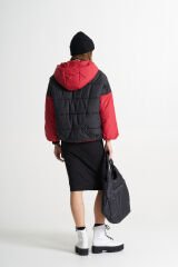 BiBi 2098k Kolları ve Kapşonu Kırmızı Siyah Mont