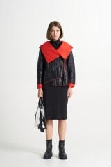 BiBi 2260k İçi Kırmızı Siyah Kısa Ceket