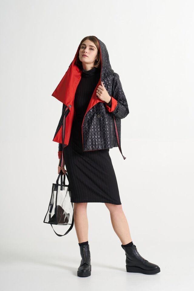 BiBi 2260k İçi Kırmızı Siyah Kısa Ceket