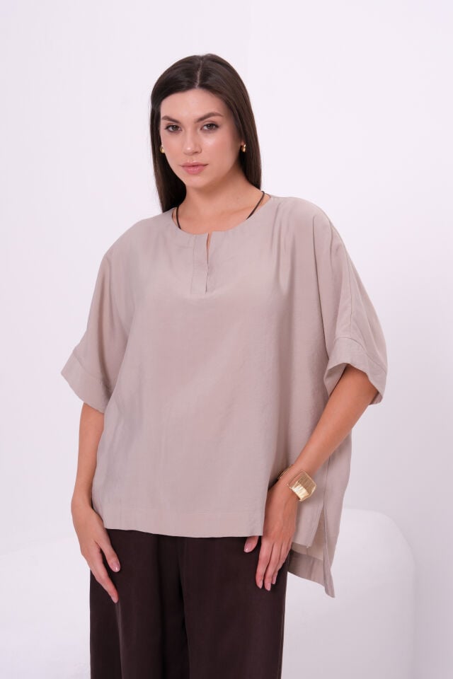 BiBi %100 Keten Bluz & Palazzo Pantolon Takım