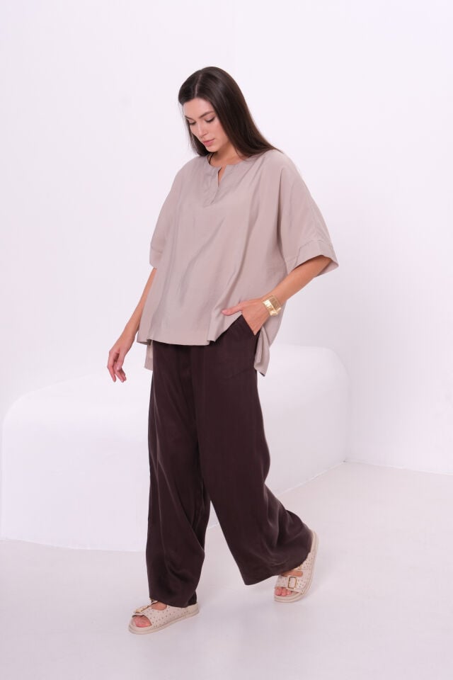 BiBi %100 Keten Bluz & Palazzo Pantolon Takım