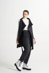 BiBi 2000 Kuşaklı Siyah Kadın Mont Yelek