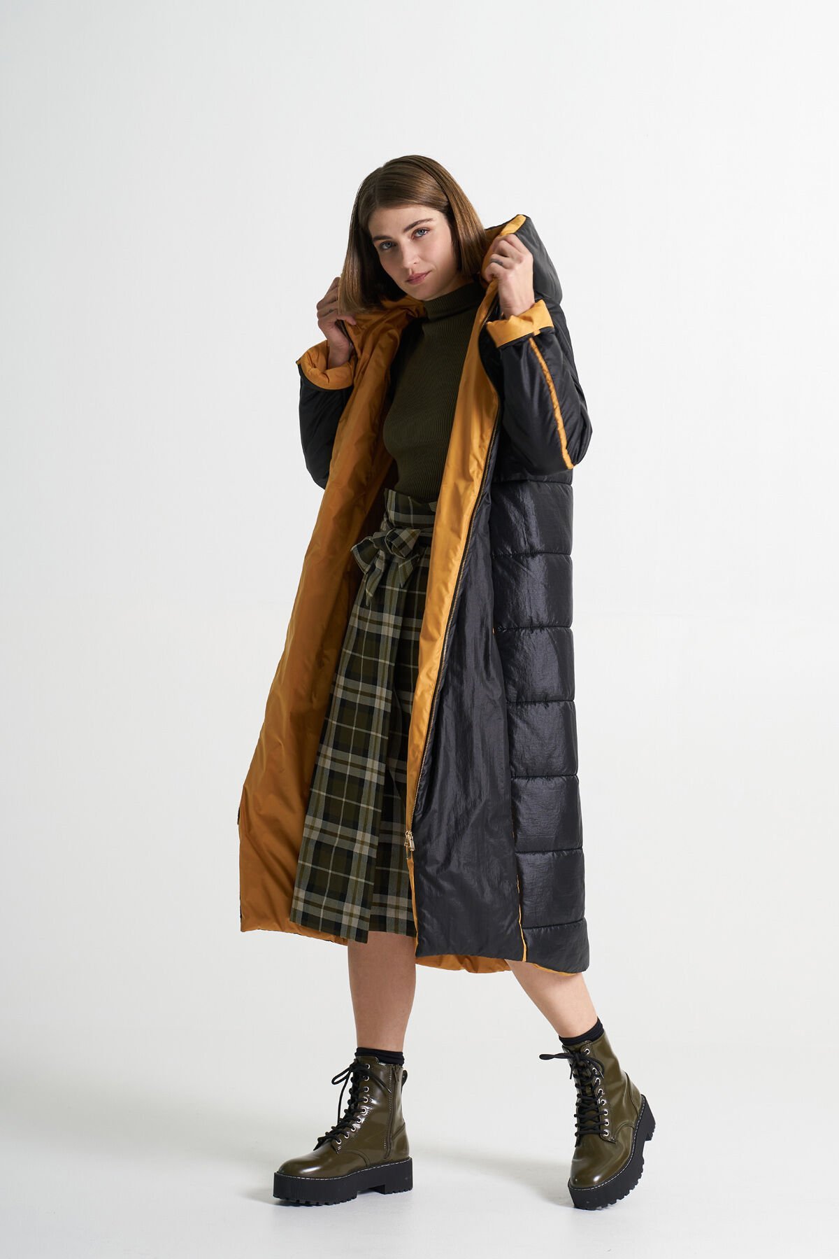 BiBi 2338 SARI SİYAH KADIN UZUN MONT