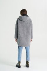 BiBi 2094kc Gri Teddy Kumaşlı Çift Taraflı Kadın Mont