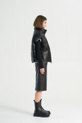 BiBi 2098y Siyah-Beyaz Çift Taraflı Kadın Kısa Mont Yelek