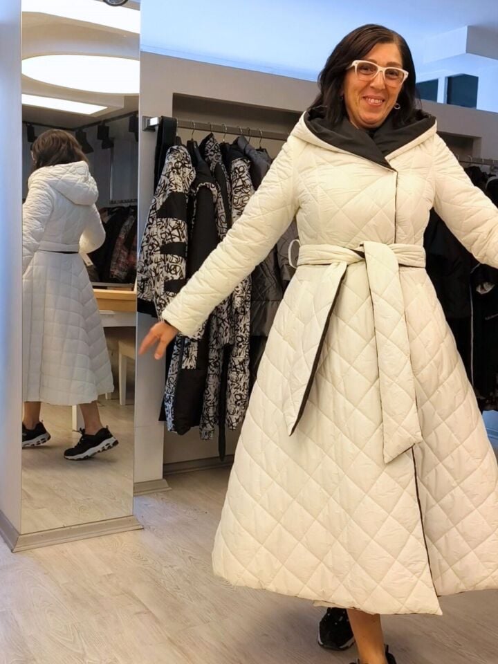 BiBi 2224 KLOŞ ETEKLİ BEYAZ UZUN  MONT