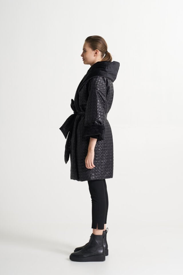 BiBi 2310 Kadife Detaylı Şal Yakalı Mevsimlik Kadın Ceket